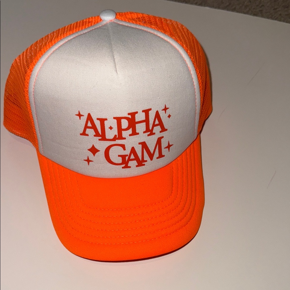 Orange and White alpha gamma delta hat